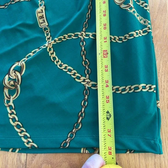 Lauren Ralph Lauren Dress 10 Green Equestrian Gold Link Chain - Picture 8 of 8